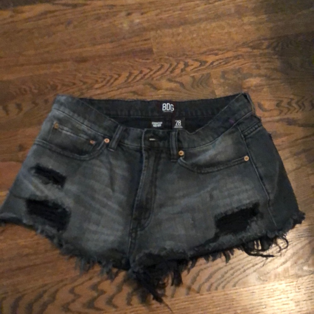 Black denim shorts